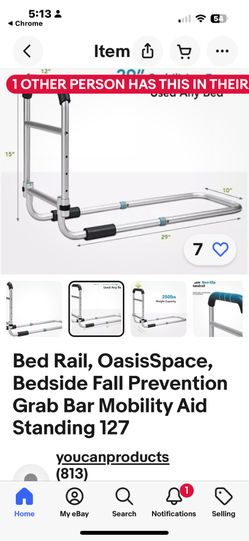 Bed Rail, OasisSpace, Bedside Fall Prevention Grab Bar Mobility Aid Standing 127