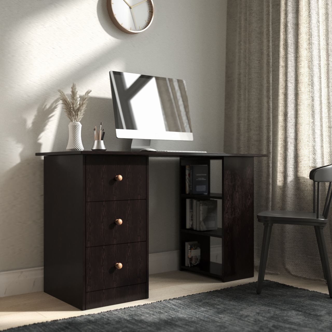 ⭐️MODERN HOME OFFICE COMPUTER DESK WITH 3 DRAWERS AND SHELVES⭐️