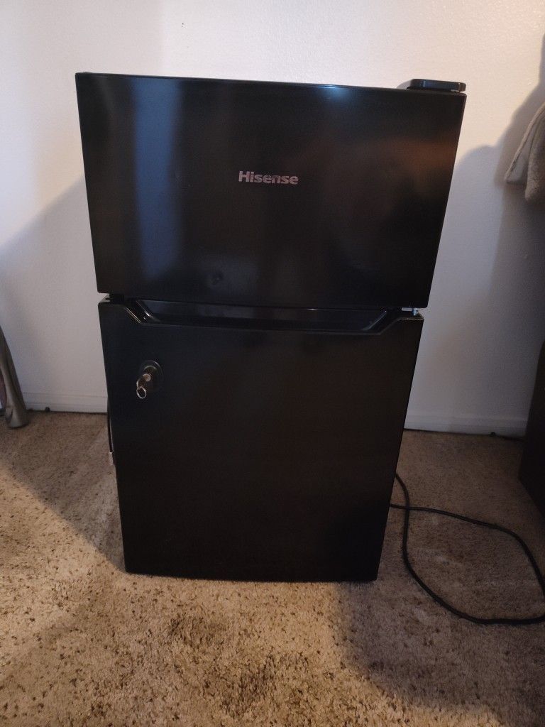 Hisense 3.2 Cu Ft Two Door Mini Fridge with Freezer $95