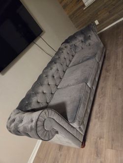 Gray Velvet Chesterfield Sofa