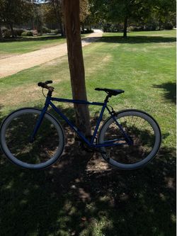 blue fixie bike