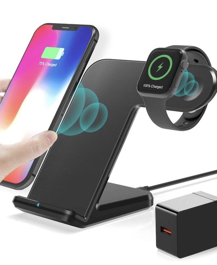 Wireless Charger 2 in 1 Wireless Charging Dock with iWatch Stand for iWatch 6/SE/ 5/4/3/2, 7.5w Qi Fast Charger for iPhone 11/11 Pro Max/XR/XS Max/XS/