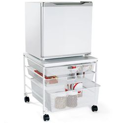 The Container Store Elfa Printer And Fridge Cart | Storage Cart on Wheels | Kitchen Storage Cart | Office Storage Cart | Rolling Cart with Drawers