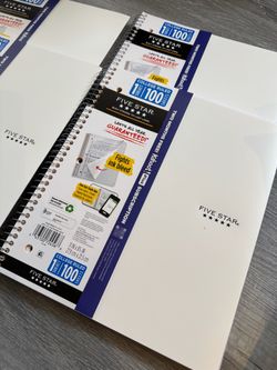 Five Star 1 Subject College Ruled Notebook Plus Study App, 8.5" x11", White, Poly, Spiral, 100 Sheets