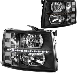 Refurbished 07-13 chevy silverado headlights led black housing
