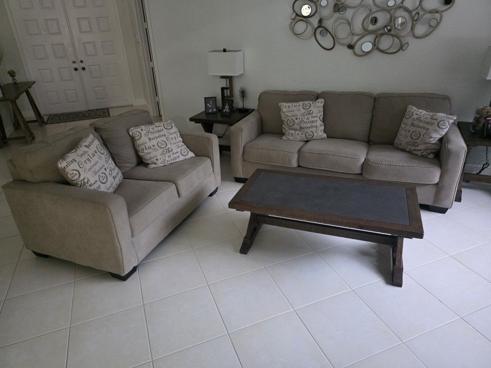 Sofa And Love Seat Set With Pillows