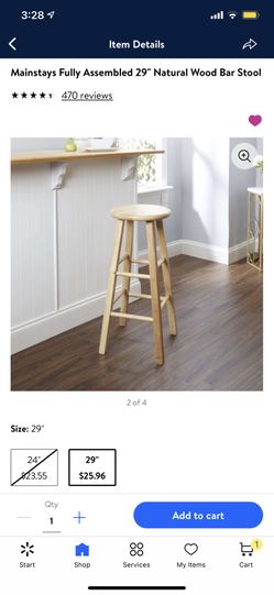 Mainstays fully assembled store natural wood bar stool