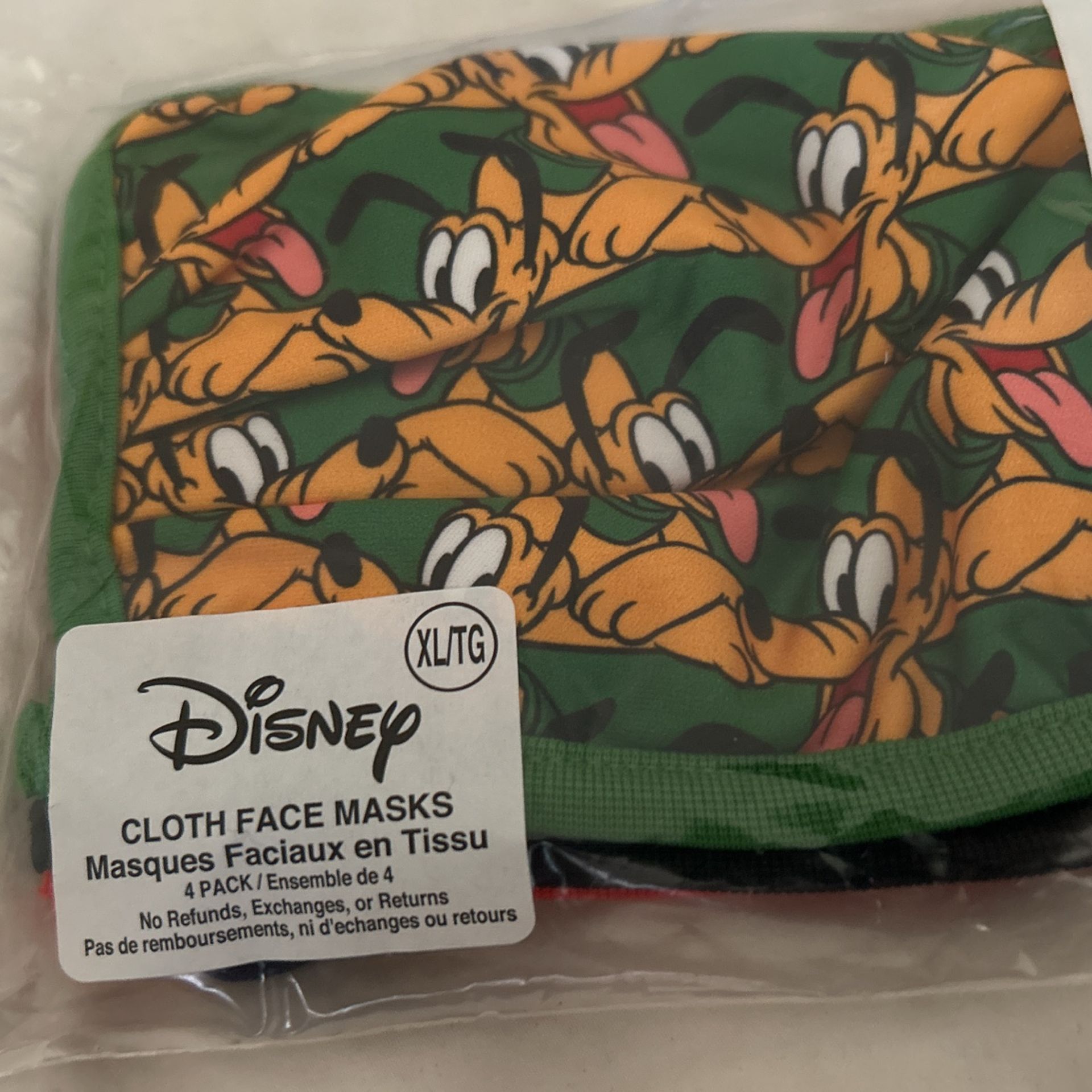 Disney 4 Cloth Face Masks Size XL Sealed