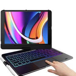 typecase Touch iPad 9th Generation Case with Keyboard (10.2", 2021), Multi-Touch Trackpad, 10 Color Backlight, 360' Rotatable, Thin & Light for ath Ge
