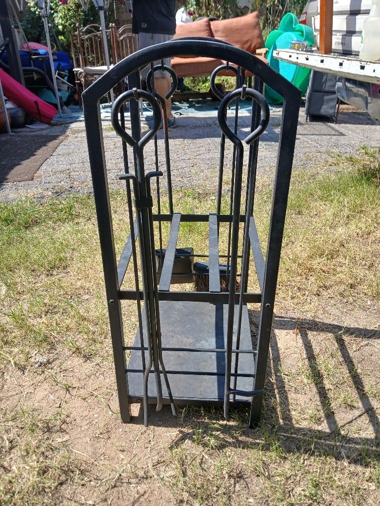 Fireplace Firewood Rack With Utility Tools