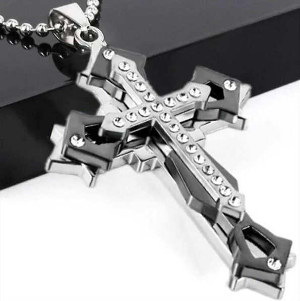 Titanium steel cross multilayer cross necklace