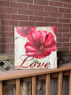 “Love” Wrapped Canvas Wall Art 18” x 18” - Excellent Condition