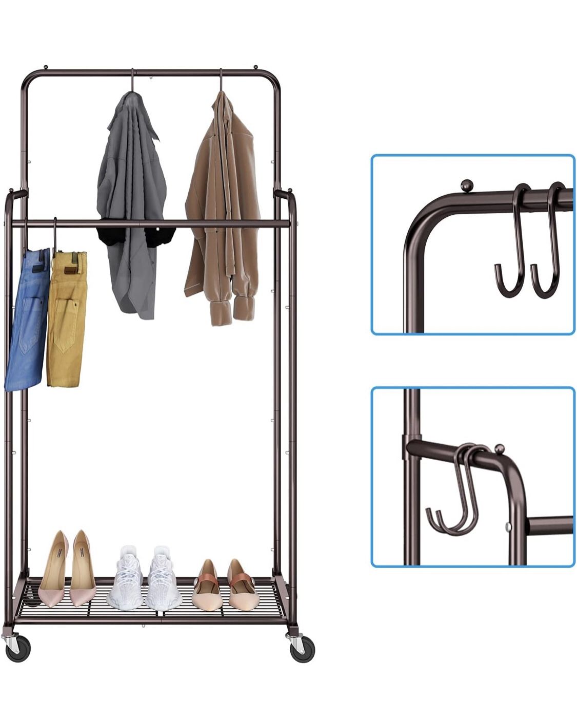 Simple Trending Double Rod Garment Rack