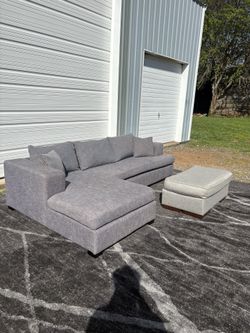 Grey Sectional Sofa with Ottoman