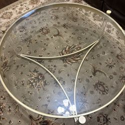 Modern Glass Top Coffee Table with Metal & Acrylic Base