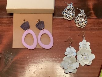 Earrings For Pierced Ears, Lot Of 3