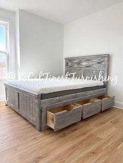 New Queen Bed With Mattress And Drawers