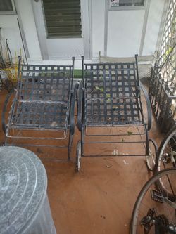 Pair of 60's retro hard metal fully functional body chairs