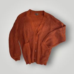 Xsmall oversized Rust Orange Chunky Knit Cardigan