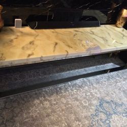 ELEGANT CHROME PEARL MARBLE LOOK COFFEE SOFA TABLE. TOP COATING MADE FROM EPOXY….80 X 23 X 20H