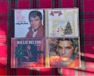 Christmas CD Lot: Elvis Presley, Willie Nelson, and Alabama.