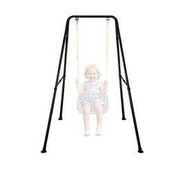 Foldable Swing Stand for Kids, Heavy-Duty Metal Swing Frame for Indoor/Outdoor, Suitable for Most Baby Toddler Swings, Easy to Assemble (W7)