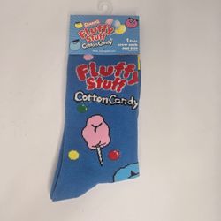 Charms Fluffy Stuff Cotton Candy Blue Crew Socks Mens 8-12 Womens 9-14 NWT