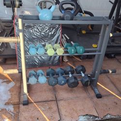 Dumbbell Set + Rack And Kettlebells!