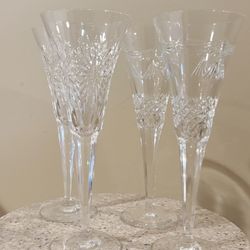 4 Waterford Millennium Health Cut Stem Crystal Fluted Champagne