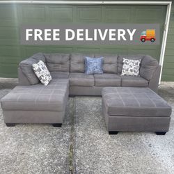 Large Gray Sectional Couch 🛋️ FREE DELIVERY 🚚 