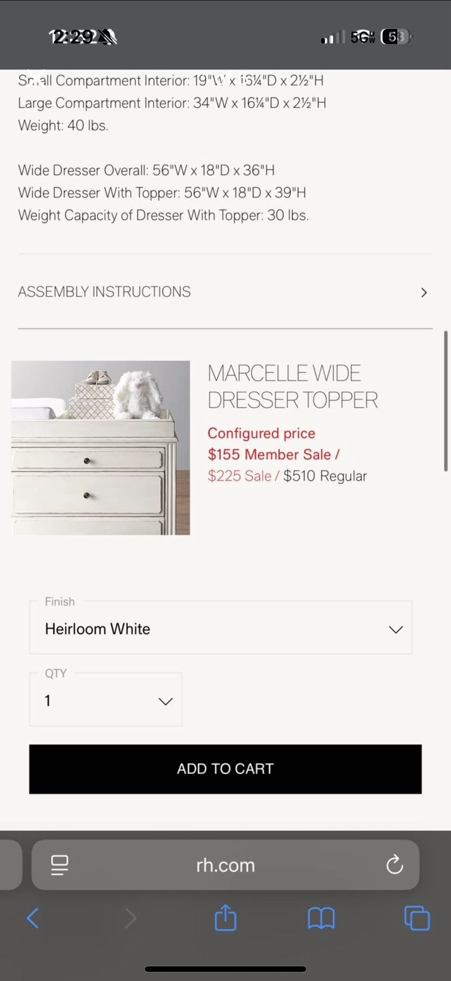 Dresser Changing Table Topper  