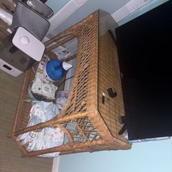 Woven Table With Glass Top 