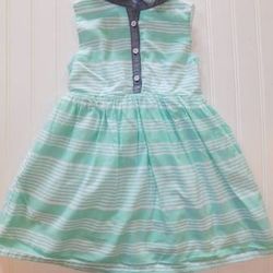 Old Navy girls size 5T Easter dress mint green striped, lined
