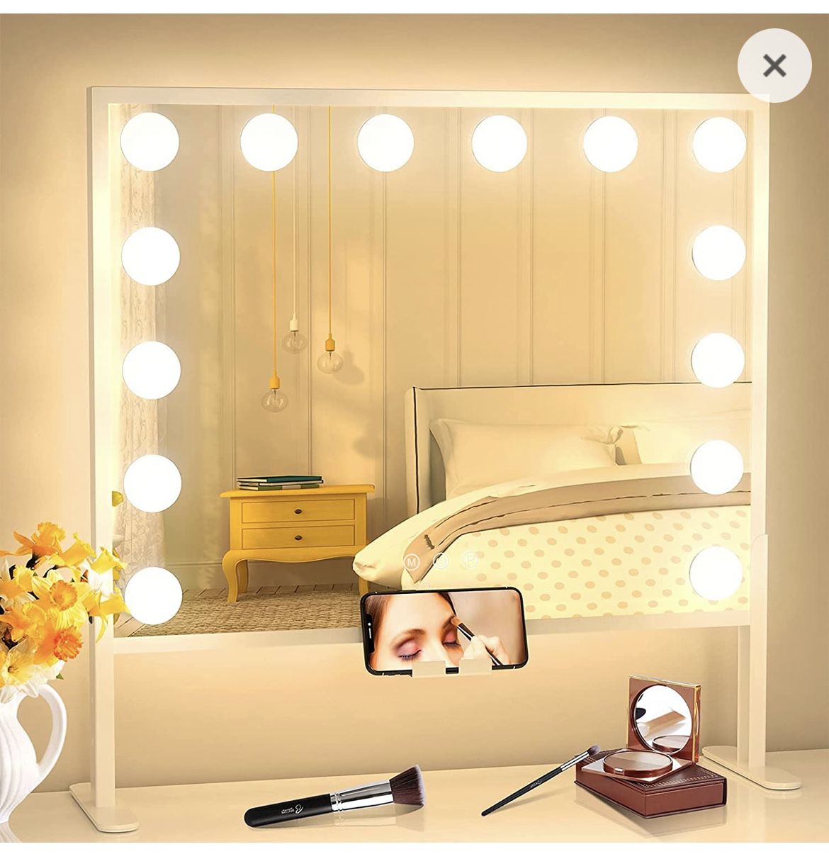 Vanity Makeup Mirror With Lights, Phone Holder & Chargeport - New In Box