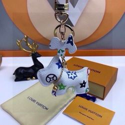 LV Schnauzer Bag Pendant Keychain, Distressed Flower Pattern