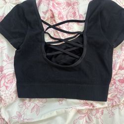 Aerie Black Crop Top Shirt (Used)