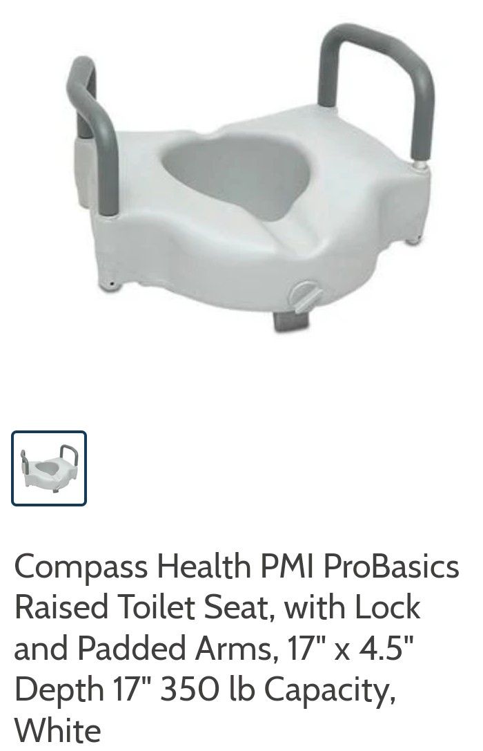 New Compass Health Raised Toilet Seat W/ Handles