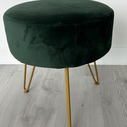 Green Velvet Footrest - Stool Ottoman