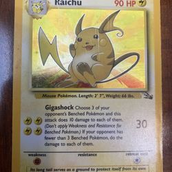 Pokemon Raichu 14/62 Fossil Holo Rare Unlimited HP/Damaged