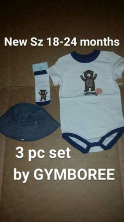 New Sz 18-24 months 3pc boys summer set by GYMBOREE 18M short sleeved top, socks & sun hat nwt