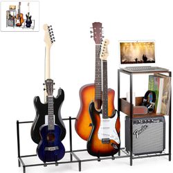 Guitar Stand Accessories Gifts for Men Rack Holder Floor Adjustable Multiple Guitars Ukulele with Shelf Acoustic, Electric Guitar, Banjo, Bass Music R
