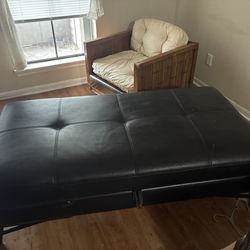 Black storage ottoman