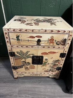 Chinese white lacquer night stand