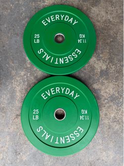 PRICE FIRM 25 lb Bumper Weight Plates Rubber, 1 Set (2 Plates) BRAND NEW