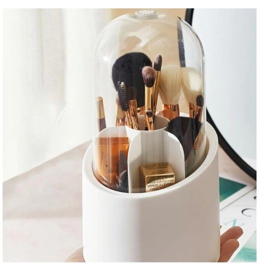Cosmetics Storage Rack Rotate Dustproof Brushes Holder 360 Degree Rotatin