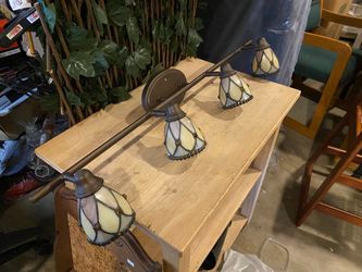 4-Light Stained Art Glass Lighting Fixture With Dark Finish