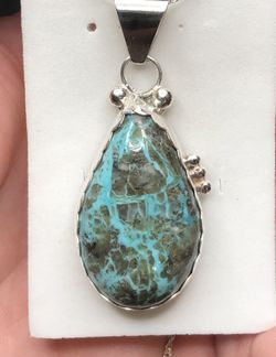 Natural Kingsmen Turquoise 925 silver pendant on a 925 silver snake chain necklace. 80ct 35x22x11mm nice blue color