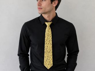 Vintage 80s Yellow music Note tie Punters Choice By Cadiss London