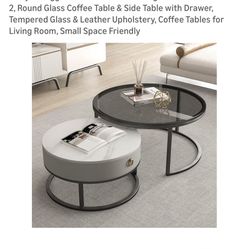 Two Round Glass Coffee Table 