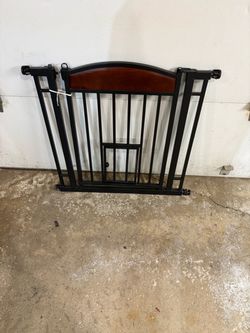 Pet Gate with Small Door and Wood Accent
